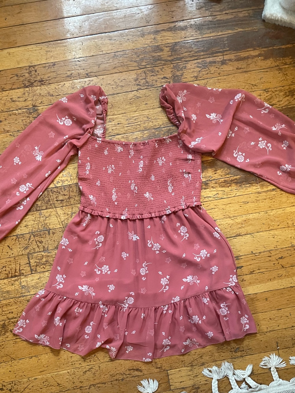 Wilfred Dusty Rose Floral Smocked mini Dress